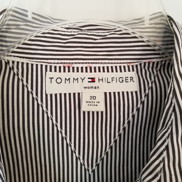Tommy Hilfiger Striped Ruffled Tuxedo Shirt 20 Plus Button Blouse - Picture 12 of 15